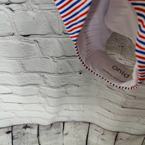 Onia Kelly One Piece Hibiscus Illusion Swimsuit Large Red White Blue NWT $195 - Picture 11 of 11